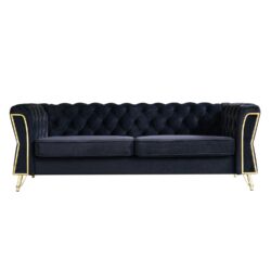Modern Tufted Velvet Sofa For Living Room - Black