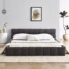 Modern Queen Size Platform Bed Frame With Thick Upholstered With Headboard - Dark Gray - Image 5