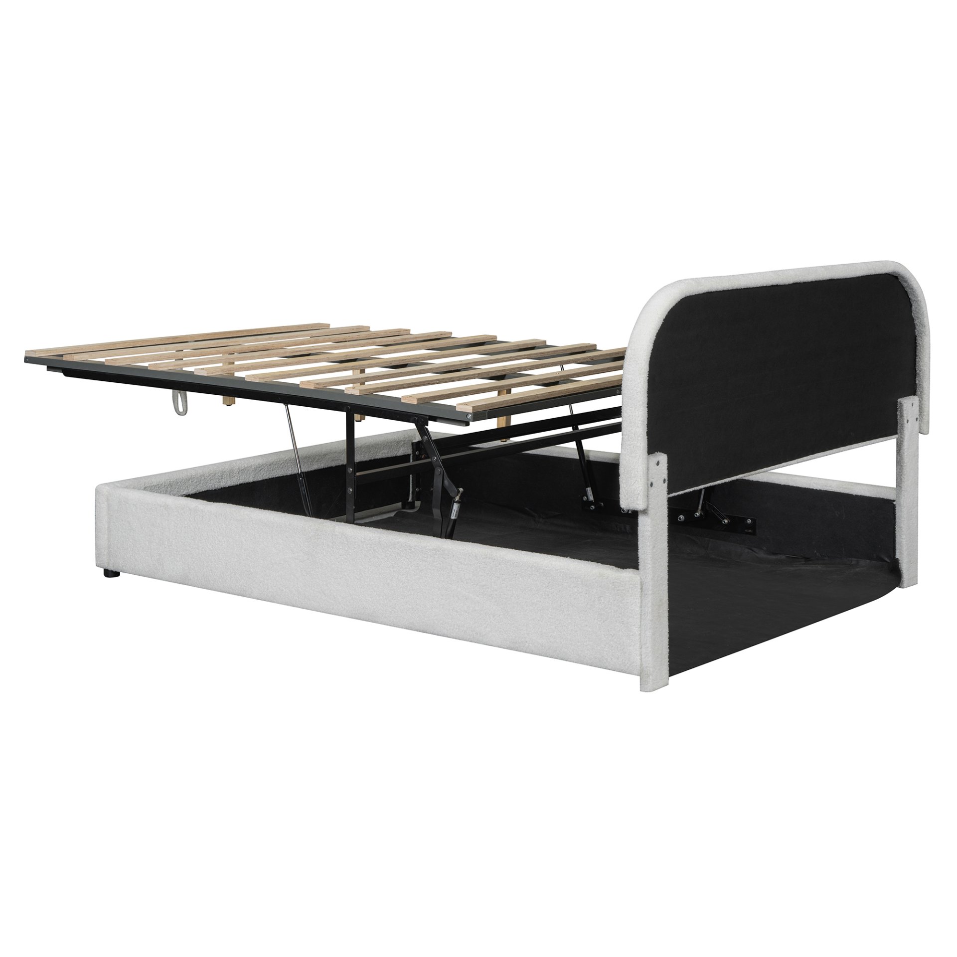 Full Size Upholstered Platform Bed With Hydraulic Storage System - White - Image 5