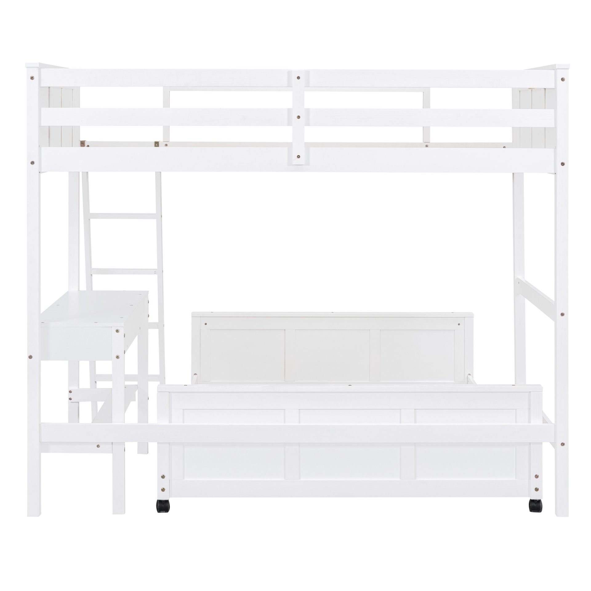 Twin Over Full Bunk Bed With Desk - White - Image 6