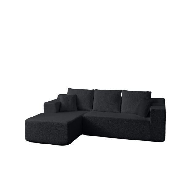 Modular Cloud Sectional Couch With L Shape Chaise, Deep Seat - Black