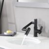 Modern Brass Bathroom Sink Faucet With Spray Function, Temperature Display & 360 Degree Rotary - Matte Black - Image 7