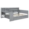 Full Size Daybed With 3 Drawers USB Ports And Desk - Gray - Image 11