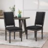 French Country Style Dining Chair Set With Upholstered Seating And Fluted Legs - Black - Image 4