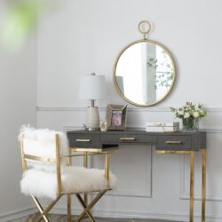 Circle Wall Mirror With Iron Frame, Accent Mirror For Living Room, Entryway, Office - Gold