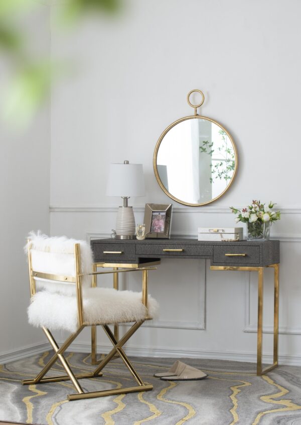 Circle Wall Mirror With Iron Frame, Accent Mirror For Living Room, Entryway, Office - Gold
