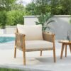 Modern Outdoor Woven Lounge Chair With Solid Wood Frame And Polyester Cushions - Teak - Image 2