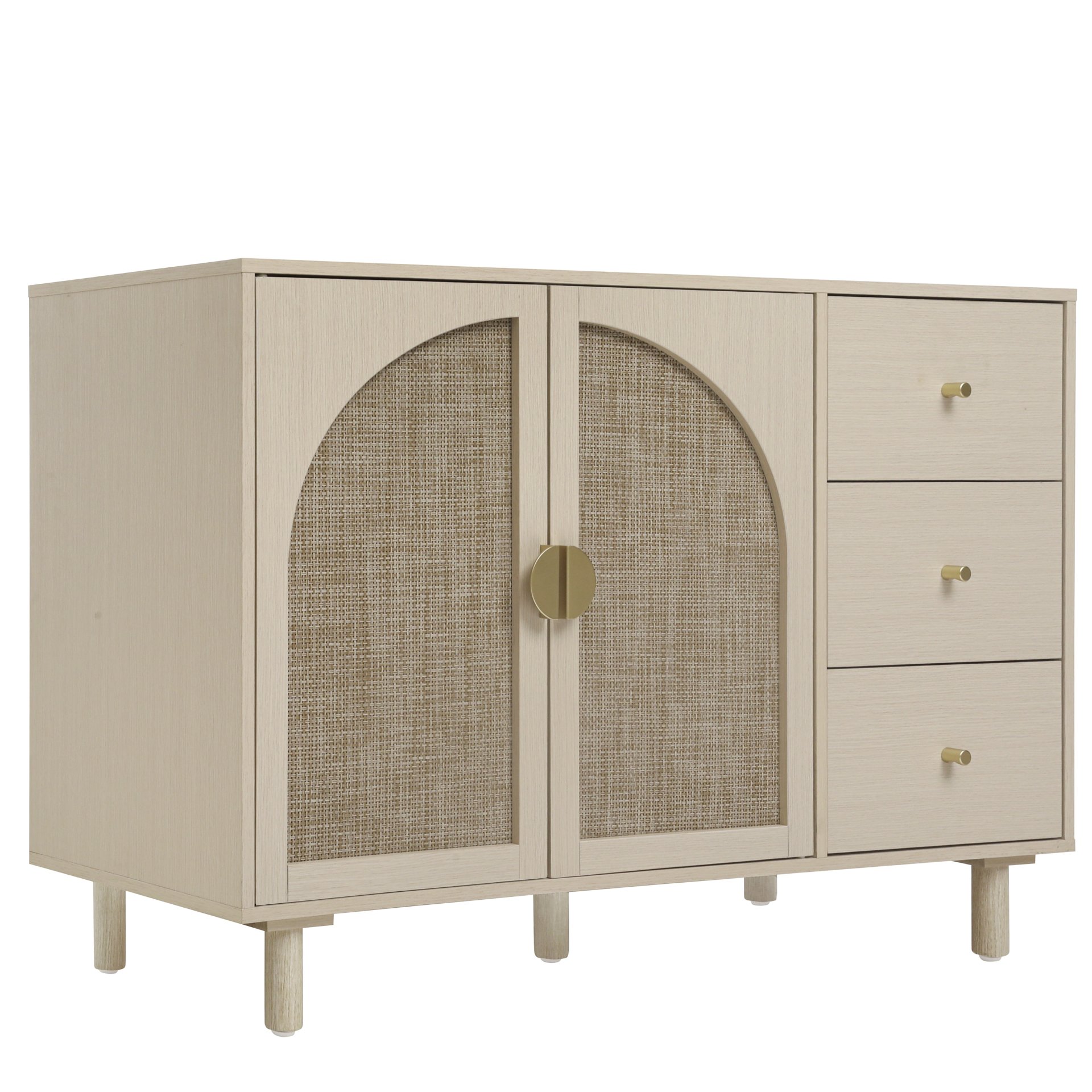 2 Door 3 Drawer Cabinet, Suitable For Bedroom - Natural - Image 7