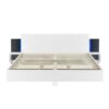 King Size Floating Platform Bed, With LED Lights, Bedside Nightstand - White - Image 16