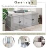Storage Bench With 4 Doors And Adjustable Shelves, Shoe Bench With Removable Cushion For Living Room, Entryway - Gray Wash - Image 5