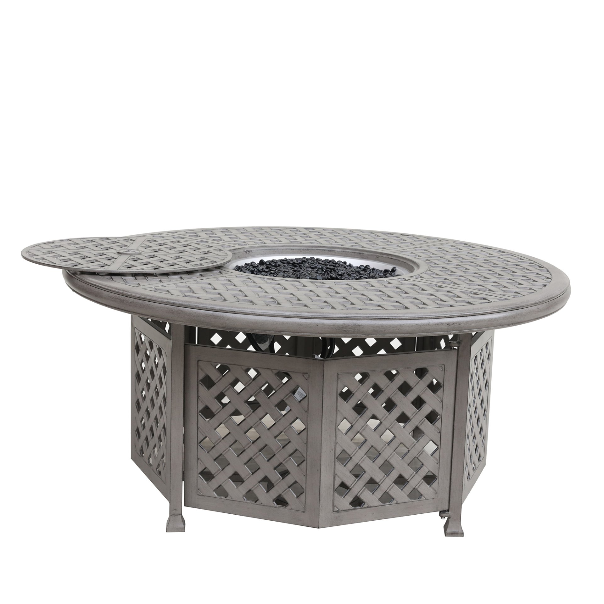 Cast Aluminum Propane Gas Firepit Table, Chat Height - Gray - Image 5