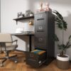 Premium 4 Drawer File Cabinet With Lock Metal Vertical File Cabinet For Office Or Home In Steel, A4 Legal / Letter Size - Brushed Nickel - Image 5