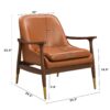 Accent Chair With Cushioned Seat, Brass Tipped Legs - Brown - Image 3