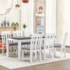 Retro Style 7 Piece Dining Table Set With Extendable Table And 6 Upholstered Chairs - Gray / White - Image 4