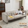 Upholstered Sofa Modern 3 Seater Sofa Couch With Tufted Design For Living Room - Grayish Beige - Image 13