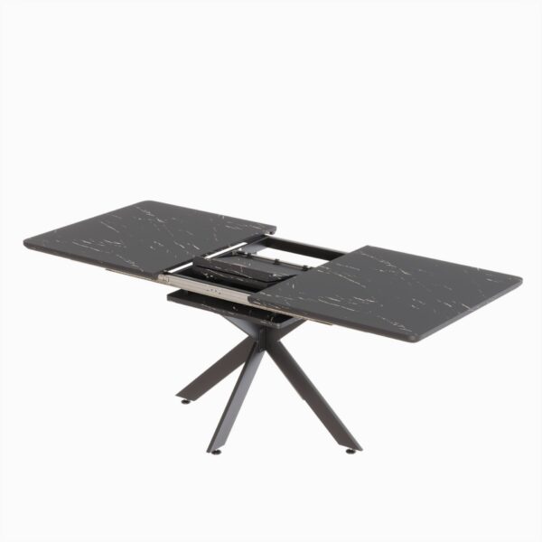 Modern Extendable Dining Table Set With Curved Backrest Chairs - Black White