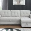 Lucca - Linen Reversible Sleeper Sectional Sofa With Storage Chaise - Light Gray - Image 6