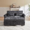 3 In 1 Loveseat Sofa Bed Chenille Fabric Pull Out Couch Sleeper Full Back Frame, Seat Frame, Armrests & 2 Pillows - Dark Gray - Image 6