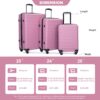 3 Piece Luggage Sets Lightweight Suitcase With Two Hooks, Spinner Wheels, Tsa Lock, (20/24/28) - Pink - Image 3