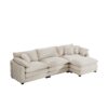 Classic & Modern Sectional Sofa With Ottoman Light Corduroy Upholstered 3 Seat Couch For Living Room - Beige - Image 14