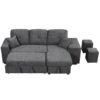 Reversible Sleeper Sectional Sofa Bed With Side Shelf And 2 Stools, Pull-Out L-Shaped Sofa Bed, Corner Sofa-Bed With Storage Chaise Left / Right Hande For Living Room - Blue / Black - Image 12