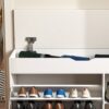 Modern Design Entryway Bench With Adjustable 3 Tier Flip-Up Drawers And Hidden Cabinet - White - Image 9