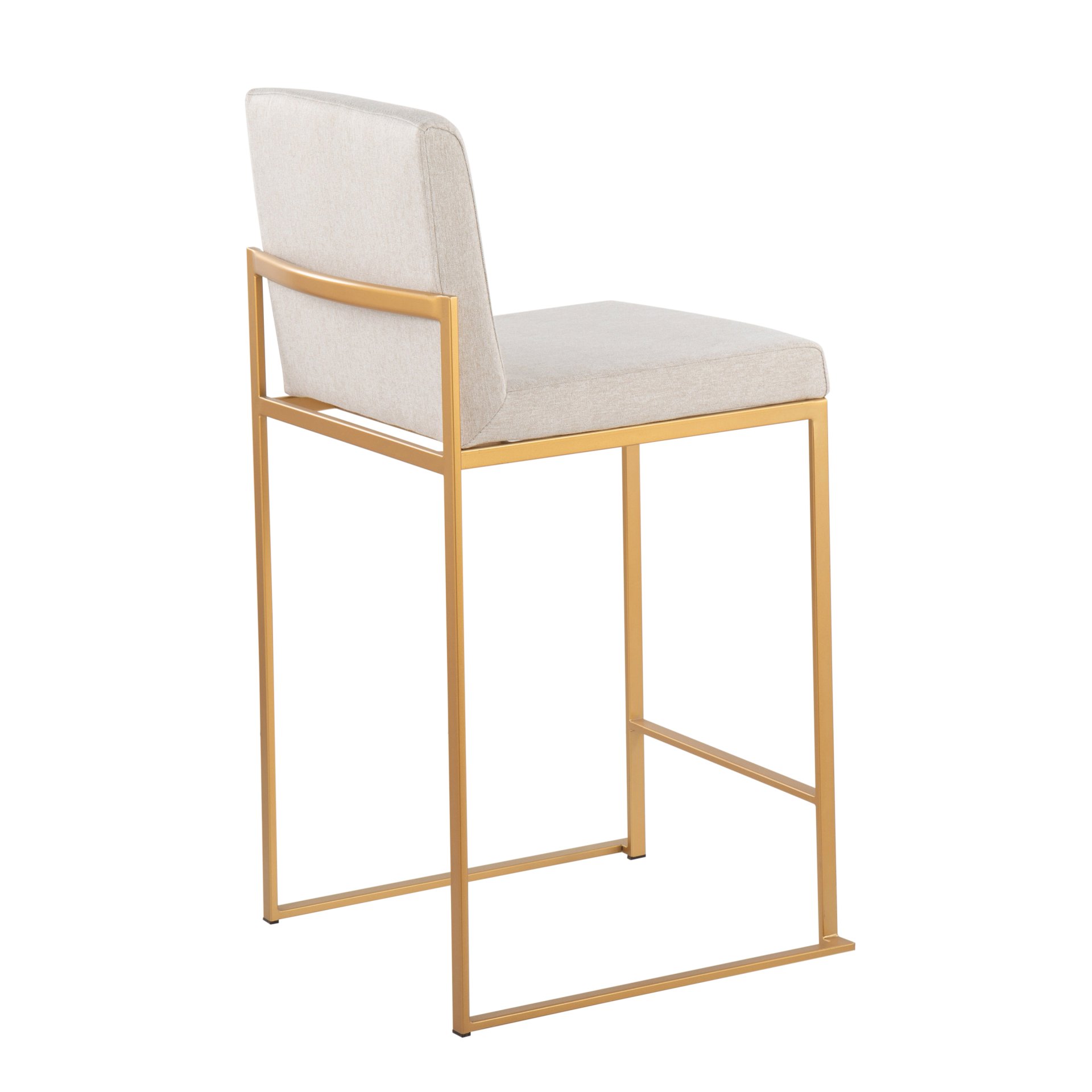 Fuji - Contemporary High Back Counter Stool (Set of 3) - Gold / Beige - Image 4