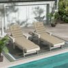 2 Piece Outdoor Chaise Lounge Cushion Set, Replacement Cushions For Patio Furniture - Khaki - Image 2