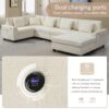U Shaped Sectional Sofa 6 Seat Couch Set With Oversized Ottoman, Hidden Armrest Storage And Cup Holders USB Charging Ports Wide Seat Sofa - Off White - Image 21