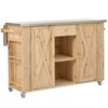 Outdoor Kitchen Island Fir Wood Kitchen Island With Stainless Steel Top, Ample Storage Space, Towel And Spice Racks And A Bottle Opener For Outdoor - Natural - Image 16