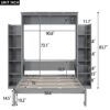 Full Size Murphy Wall Bed With Shelves And LED Lights - Gray - Image 18