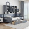 Full Size Daybed With 2 Drawers And All In One Cabinet And Shelf - Gray - Image 21