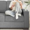Modern Snowfleece Fabric 3 Seater Sofa With Cup Holders - Gray - Image 9
