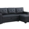 Upholstered Pull Out Sectional Sofa With Chaise - Black - Image 17