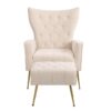 Modern Accent Chair With Ottoman, Comfy Armchair For Living Room, Bedroom, Apartment, Office - Beige - Image 14