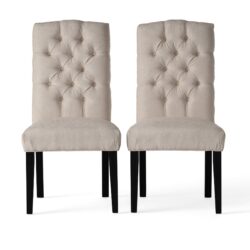 Harriet - Tufted Dining Chairs Upholstered With Solid Wood Frame (Set of 2) - Ivory