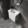 Minimalist Wall Mounted Bathroom Vanity With Ceramic Sink And Storage Cabinet - Carrara White - Image 4