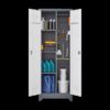 Metal Storage Cabinets, Cleaning Tool Cabinet With Locking Door, Tall Broom Tool Organizer And Storage, Large Storage Cabinet For Kitchen - Gray / White - Image 6