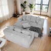 Modular U Shaped Sectional Sofa, 4 Seater Chaise Lounge With Reversible Design - Gray Striped - Image 9
