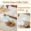 Contemporary Artistic Double Layer Coffee Table Marble And Wood Grain Collision - Transparent / White - Image 5