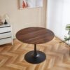 Tulip Table Mid-Century Dining Table For 4 - 6 People With Round MDF Table Top, Pedestal Dining Table, End Table Leisure Coffee Table - Walnut - Image 2