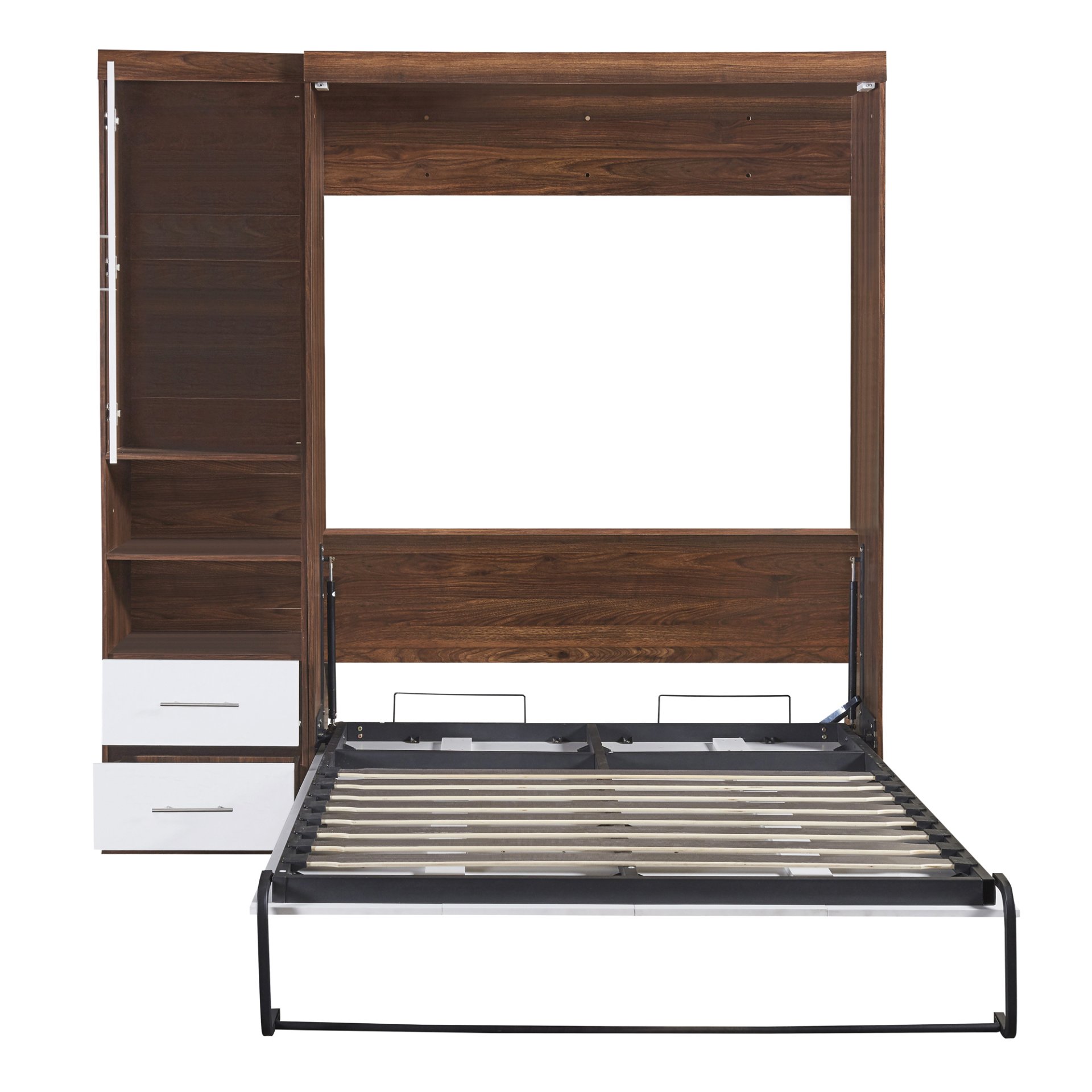 Full Size Murphy Wall Bed With Cabinet - White - Image 4