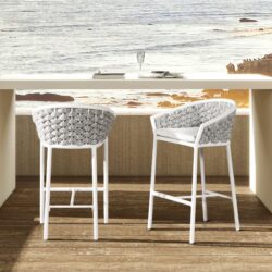Rowan - Rope Barrel Low Back Patio Counter Stool (Set of 2) - Optic White