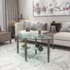 Transparent Oval Glass Coffee Table, Modern Table In Living Room Oak Wood Leg Tea Table 3-Layer Glass Table - Brown - Image 5