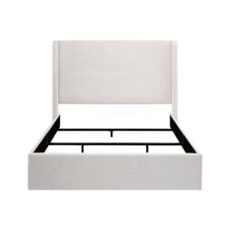 Caron - Queen Size Upholstered Wingback Bed With High Headboard - Ivory