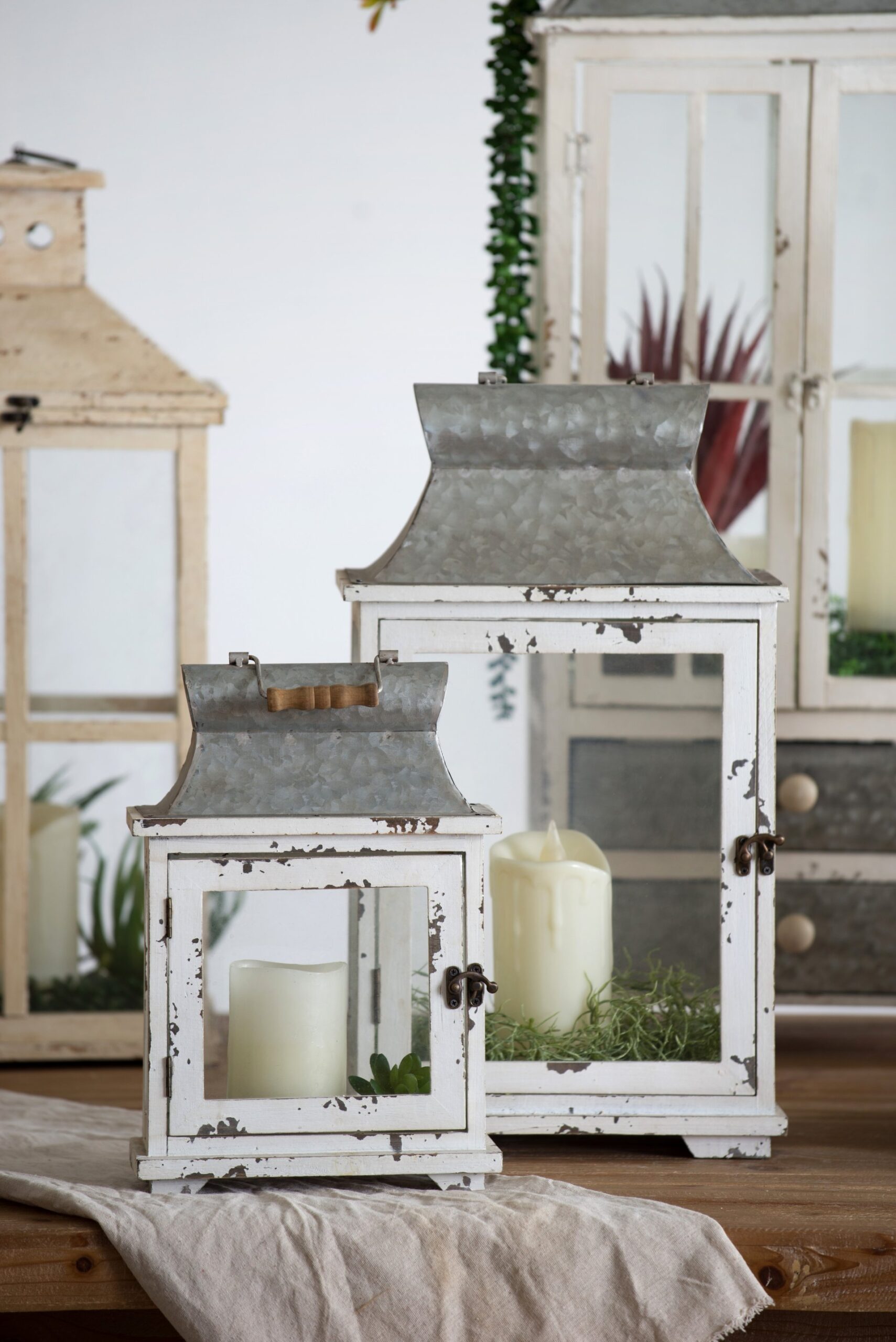 Wooden Candle Lantern Decorative, Hurricane Lantern Holder Decor For Indoor Outdoor, Home Garden Wedding - White - Image 7