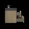 Alice - U092-Alice36W-106 Natural Oak Bathroom Vanity With Sink, Large Storage Wall Mounted Floating Bathroom Vanity For Modern Bathroom, One-Piece Black Sink Basin Without Drain - Walnut / Black - Image 7