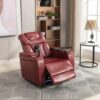 270 Degree Swivel Power Recliner With Tray Table, Phone Holder, Cup Holder, USB Port - Red - Image 11
