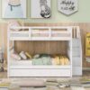 Full Over Full Stairway Bunk Bed With Drawer, Storage And Guard Rail For Bedroom - White - Image 8