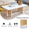Chinese Style Solid Wood And Imitation Rattan Coffee Table, Rectangular Low Table For Small Living Rooms - White - Image 8